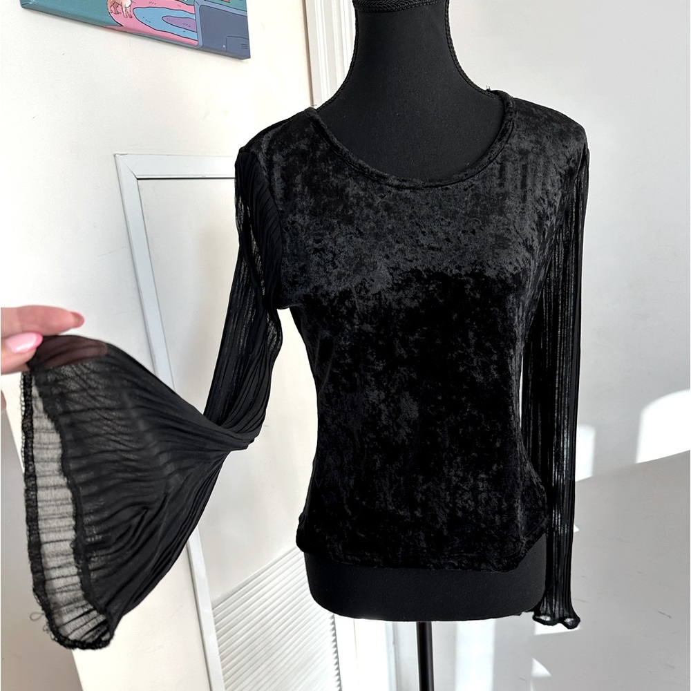 Velvet and sheer goth top with bell sleeves